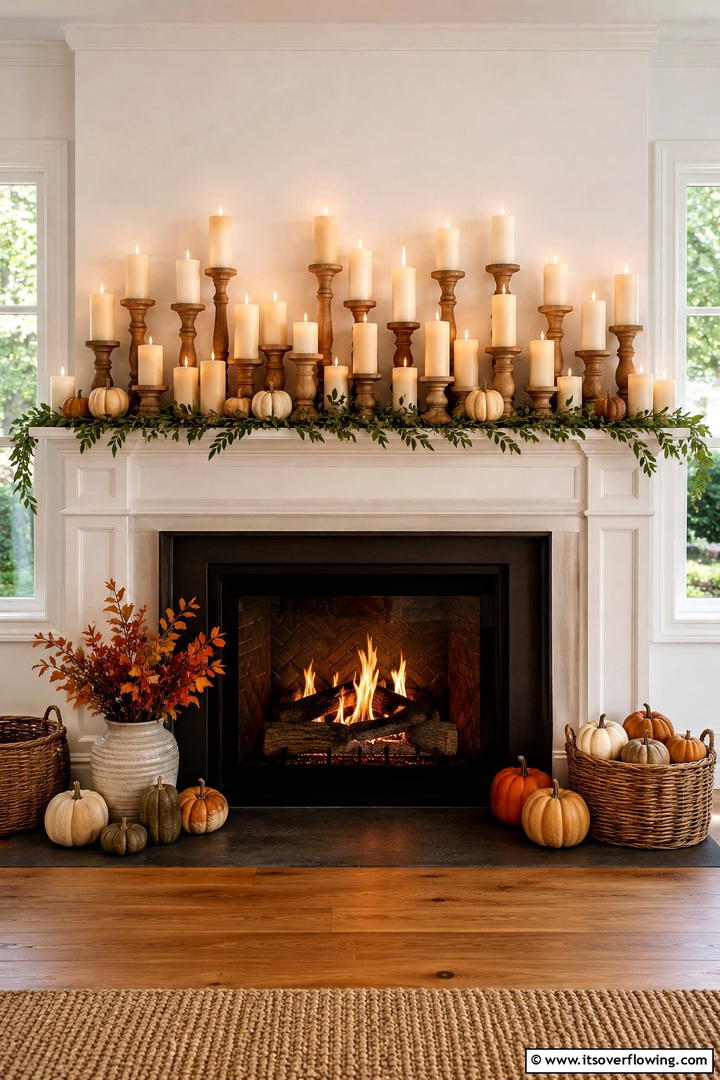 Candle Grouping Mantel Focus - 50 Fall Mantel Decor Ideas for Cozy Spaces This Season
