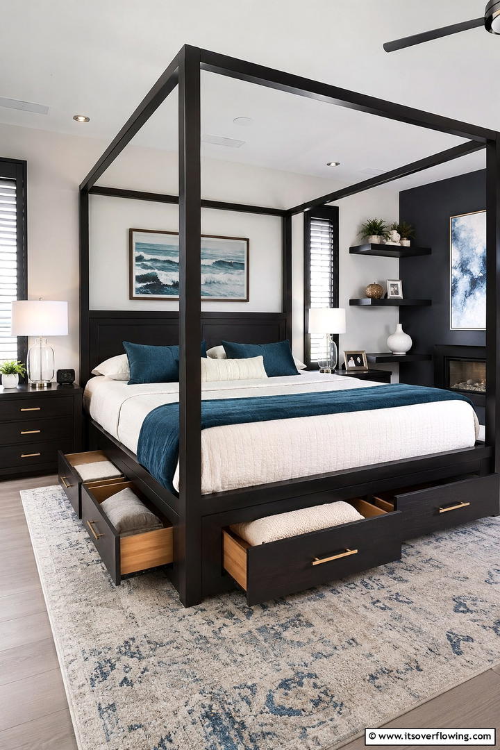 Canopy Bed with Built In Storage2 - 25 Stunning Canopy Bed Ideas for a Dreamy Bedroom