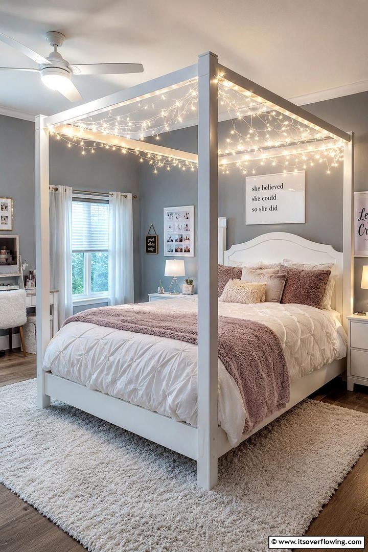 Canopy Bed with Fairy LightsOne - 25 Stunning Canopy Bed Ideas for a Dreamy Bedroom