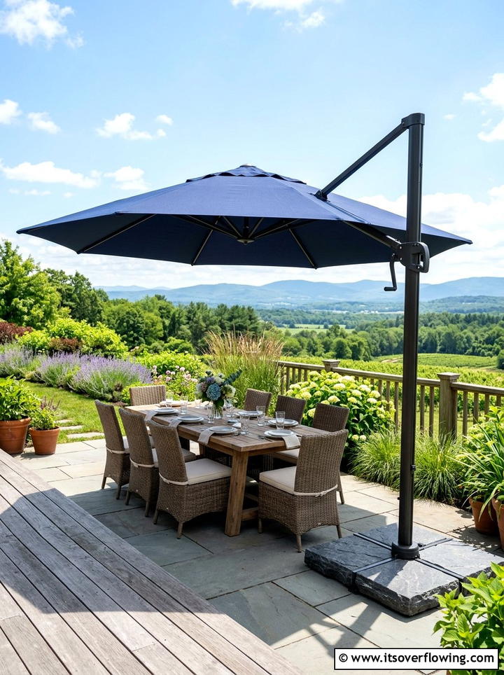 Cantilever deck umbrella - 25 garden decor ideas for decks