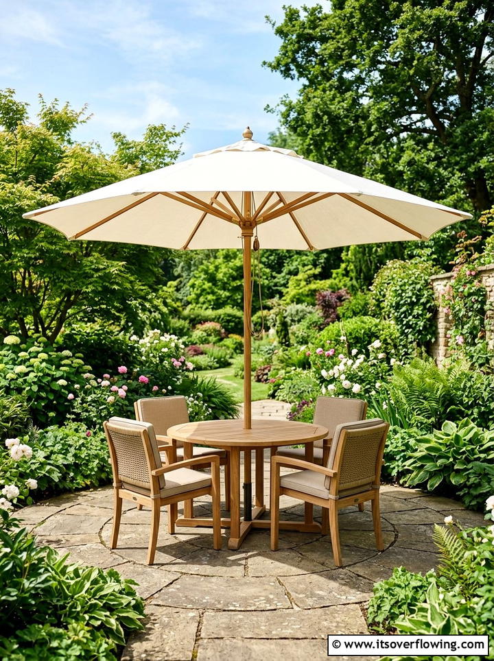 Canvas Market Umbrella - 25 backyard ideas with umbrellas
