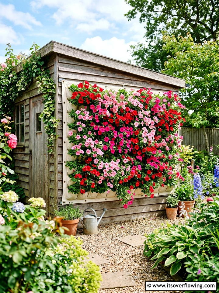 Canvas Pocket Flower Wall - 25 creative garden ideas with shoe planter wall