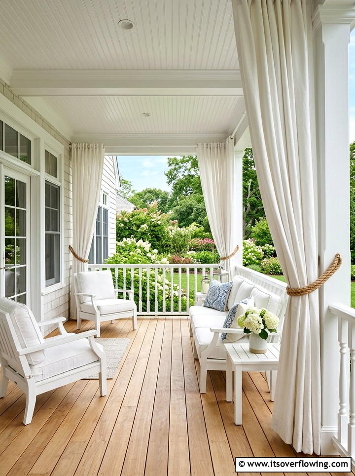 Canvas Porch Curtains - 25 front porch ideas with coastal style