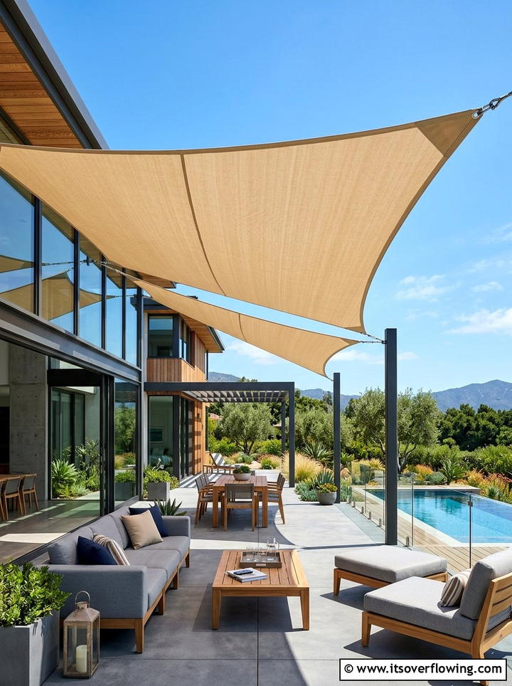 Canvas Shade Sail - 25 garden decor ideas with summer decor