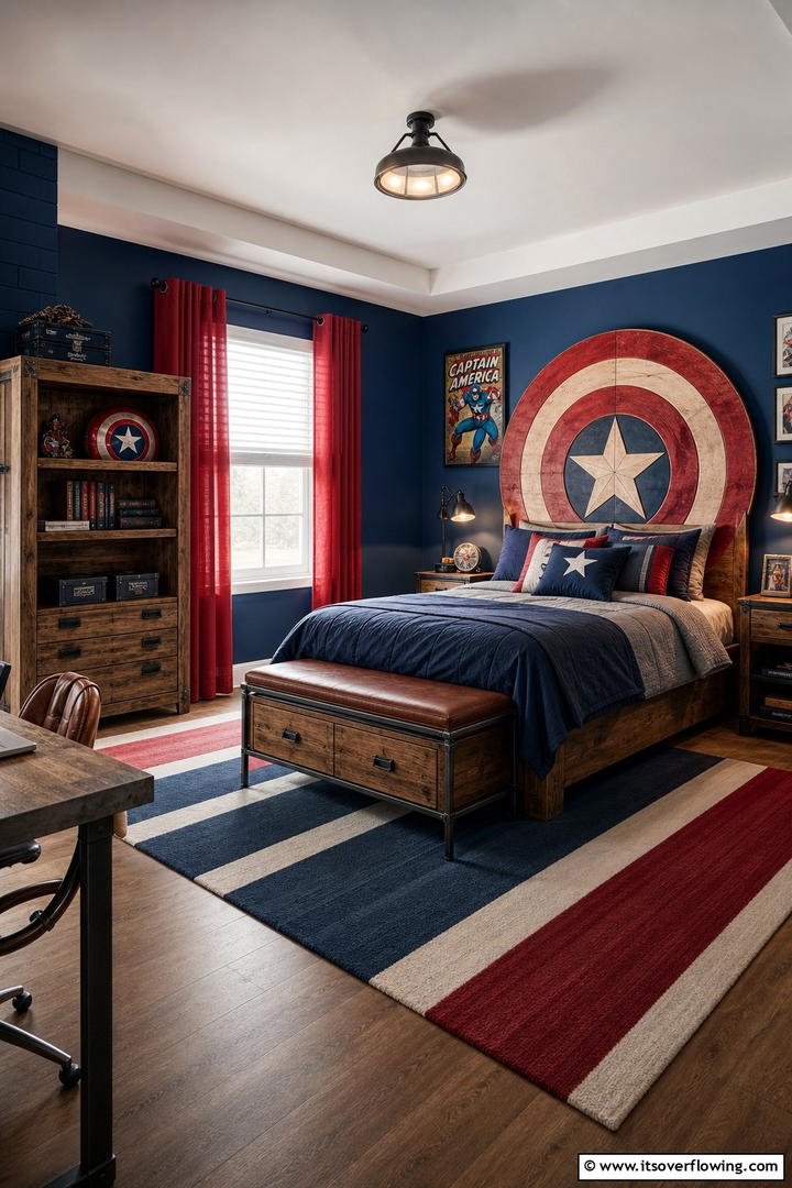Captain Americas Patriotic Retreat - 20 Marvel Bedroom Ideas for Superhero Fans