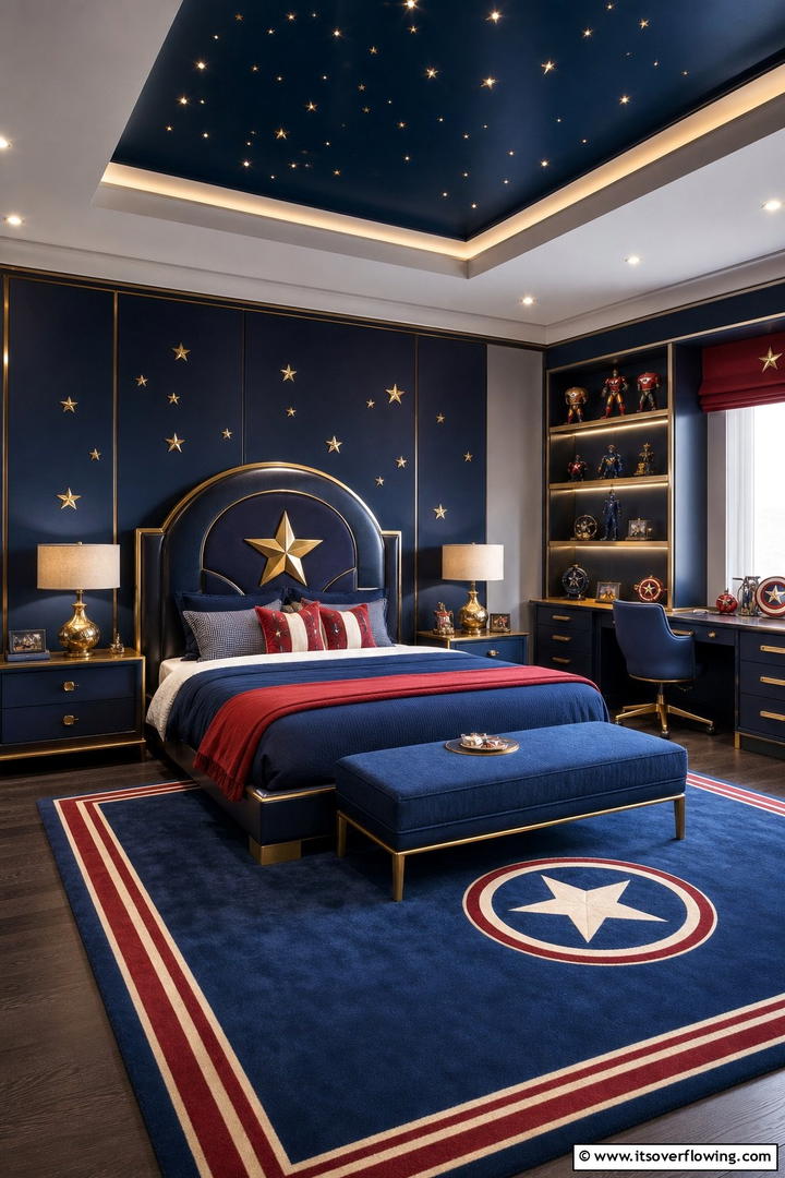 Captain Marvels Starry Haven - 20 Marvel Bedroom Ideas for Superhero Fans
