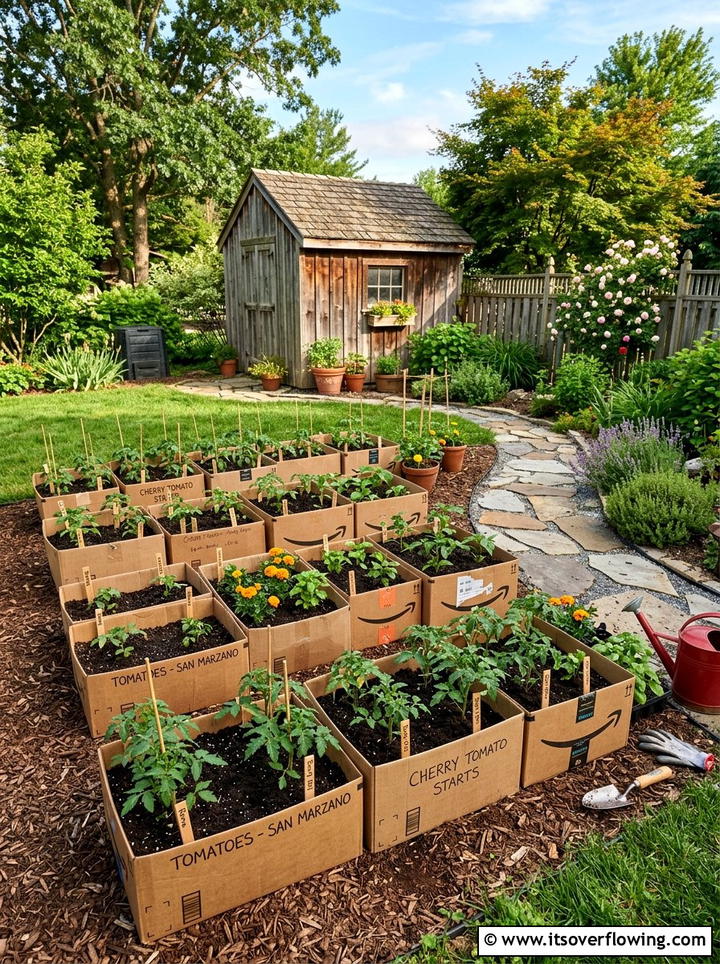 Cardboard Box Garden - 25 cheap garden ideas with composting