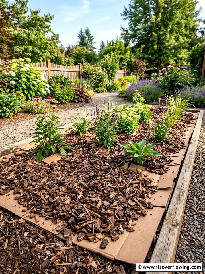 Cardboard Mulch - 25 recycled garden ideas with composting