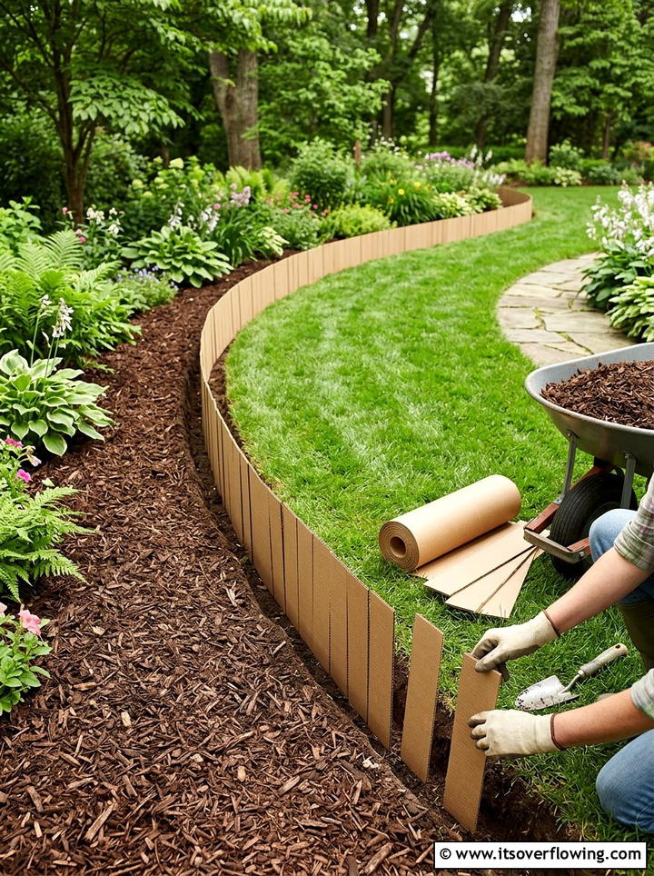 Cardboard landscape edging - 25 recycled garden ideas with cardboard