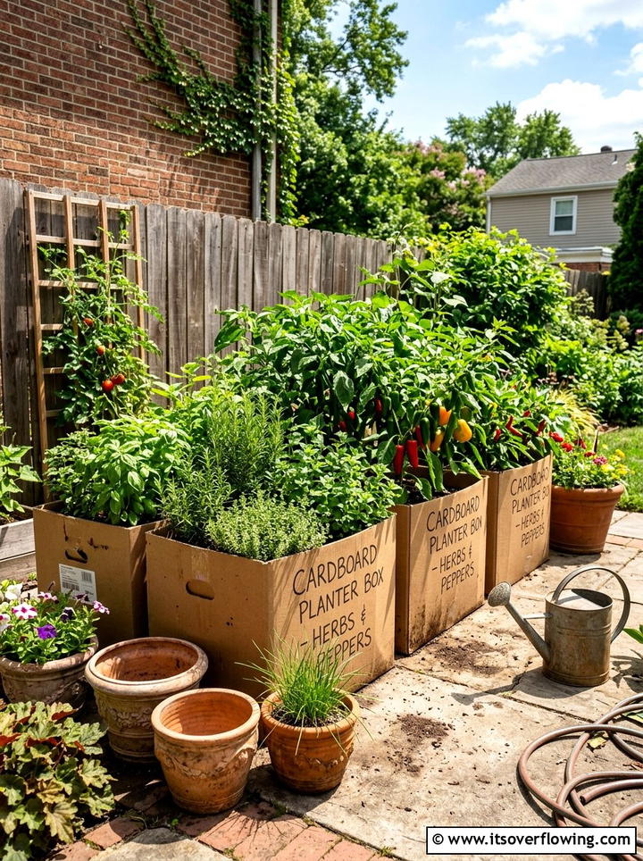 Cardboard planter box - 25 recycled garden ideas with cardboard