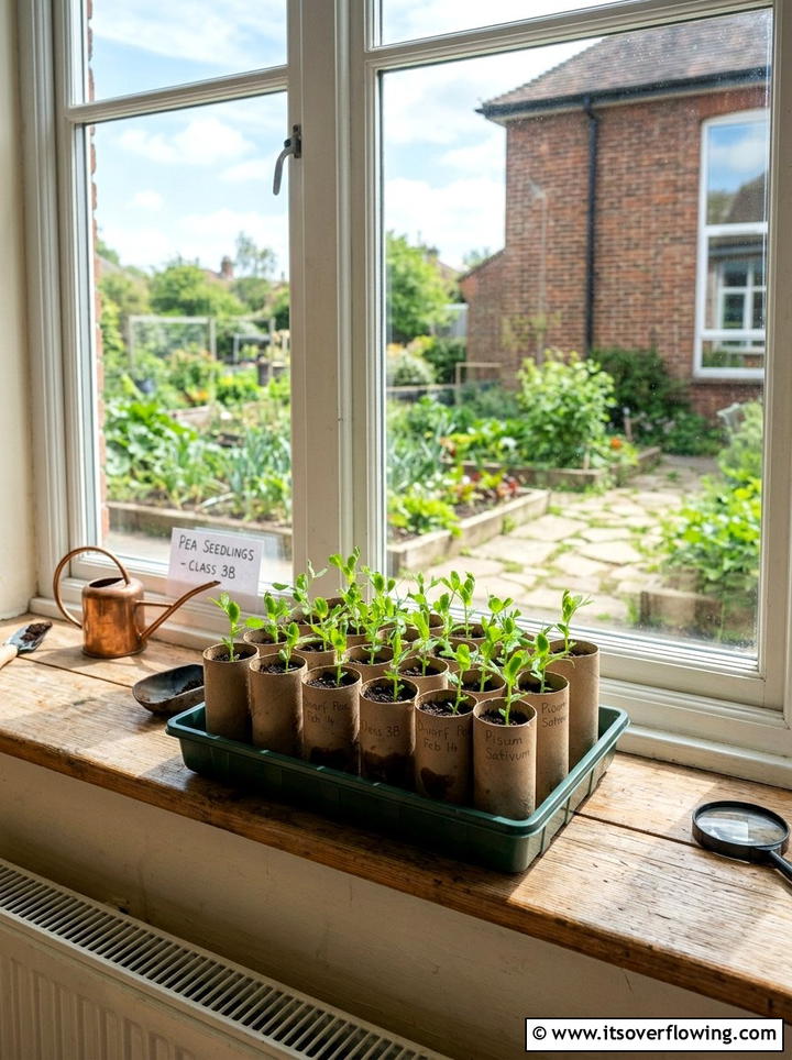 Cardboard roll seedling - 25 recycled garden ideas for school projects