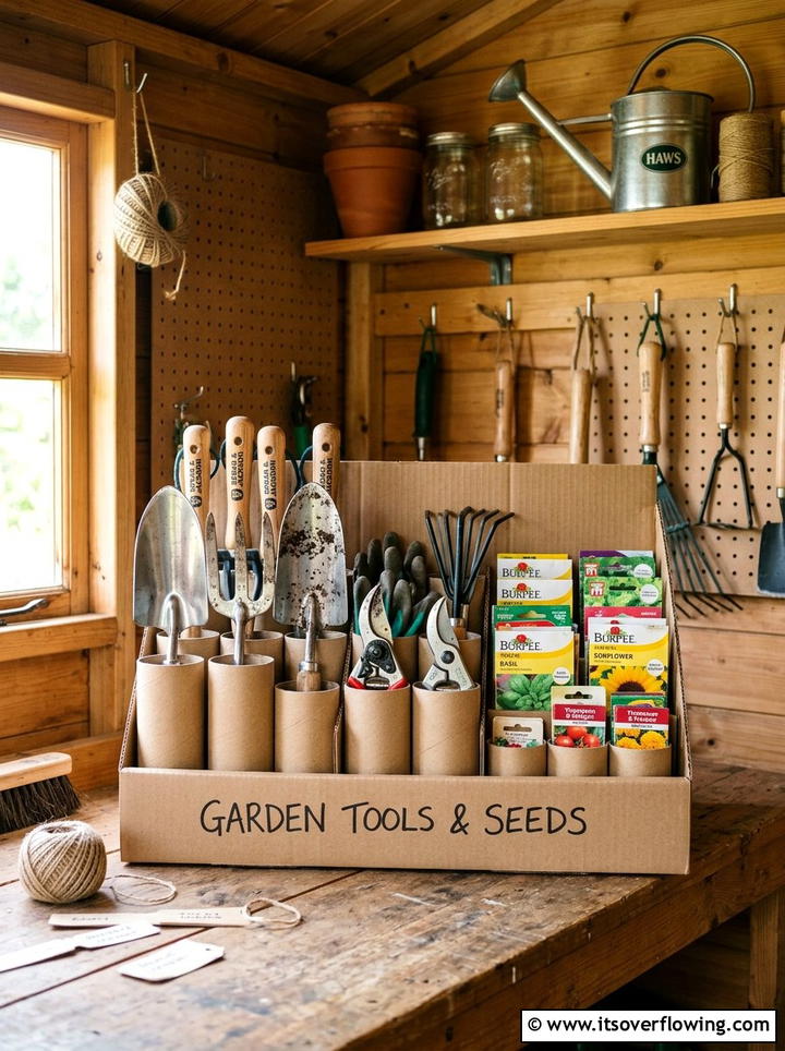 Cardboard tool organizer - 25 recycled garden ideas with cardboard