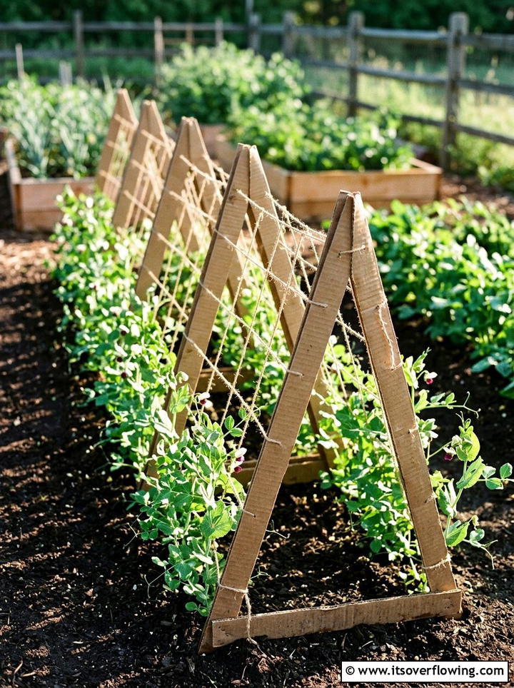 Cardboard trellis support - 25 recycled garden ideas with cardboard