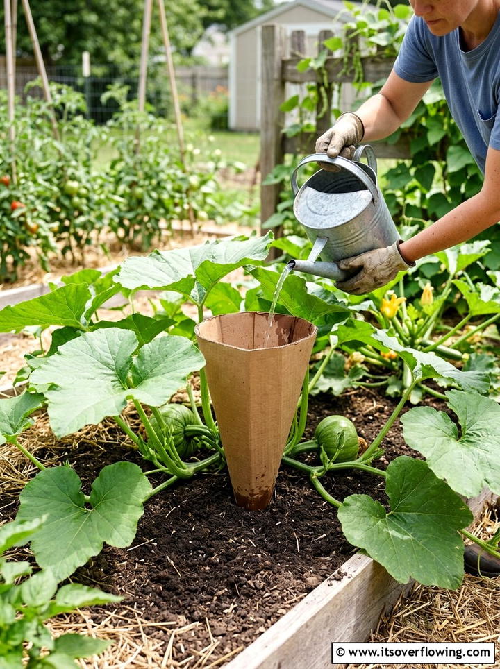 Cardboard watering funnel - 25 recycled garden ideas with cardboard