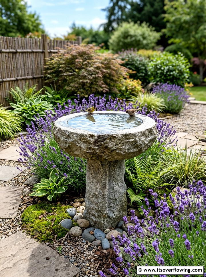 Carved Stone Birdbath - 25 garden decor ideas for zen gardens