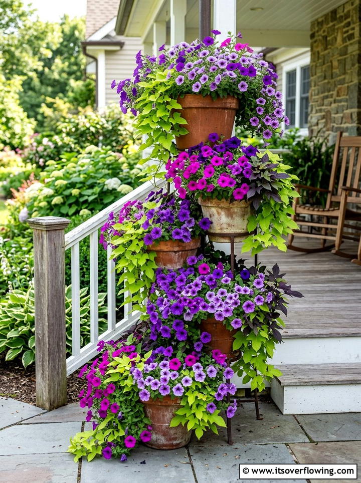 Cascading Flower Pot Cluster - 25 garden design ideas with container clusters