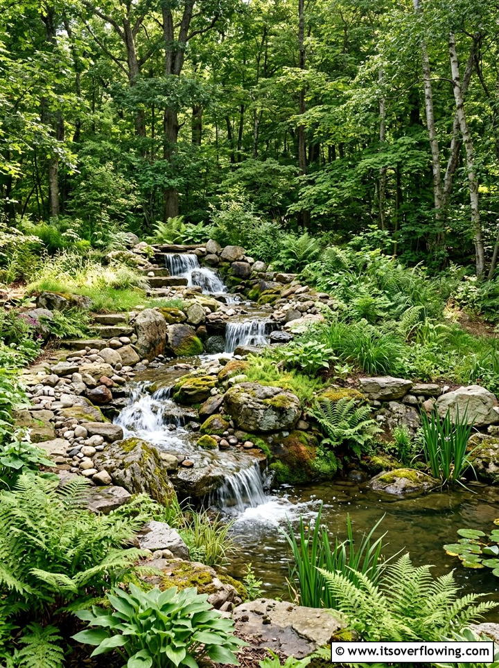 Cascading Water Feature - 25 backyard ideas with terracing