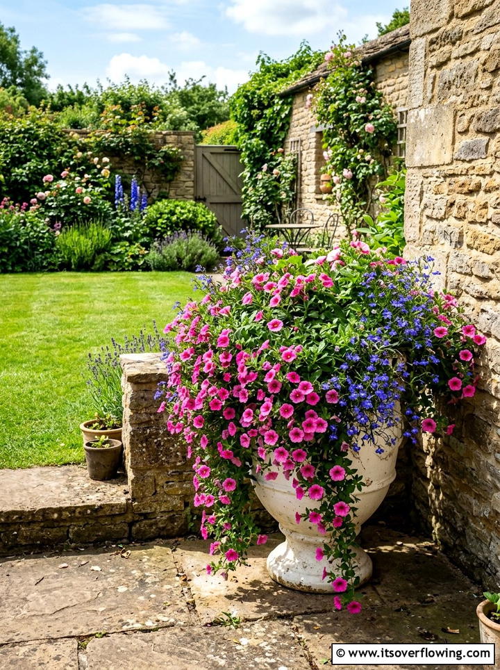 Cascading flower corner planter - 25 small garden ideas with corner planters