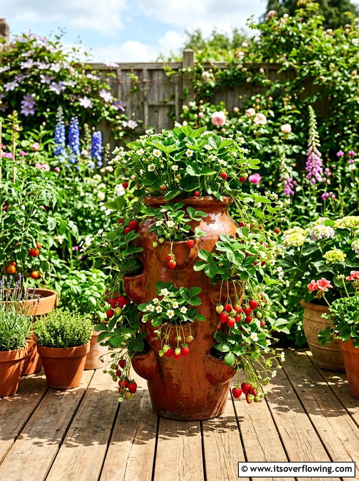 Cascading strawberry planter - 25 garden ideas with vertical planters