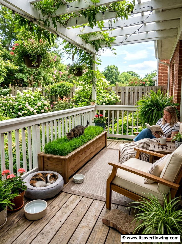 Cat grass planter box - 25 front porch ideas with cat safe plants