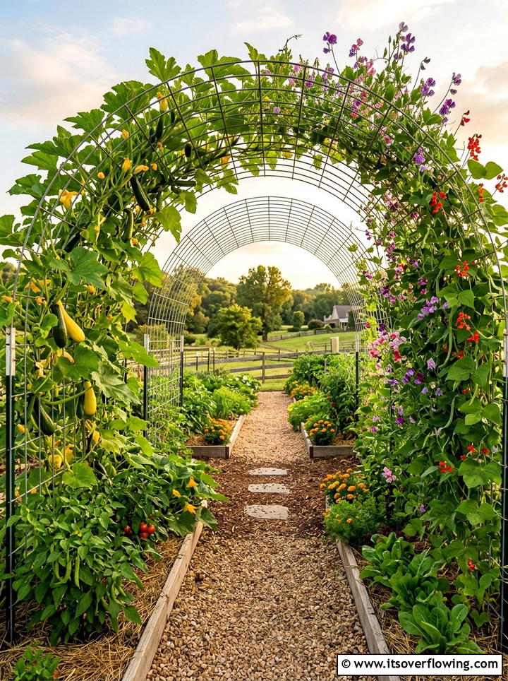Cattle panel trellis garden - 25 garden ideas with raised beds