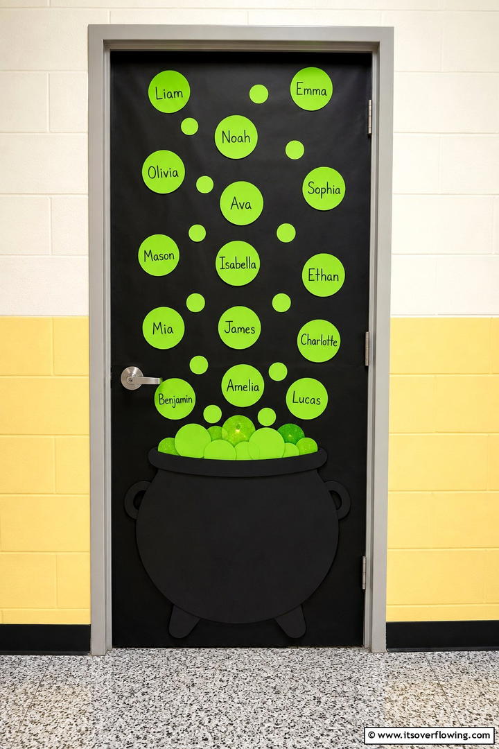 Cauldron Bubbling Door - 50 Fall Door Decor Classroom Ideas for Cozy Entryways
