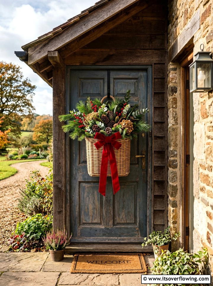 Cedar Branch Swag - 25 front porch decor ideas with holiday entry styling