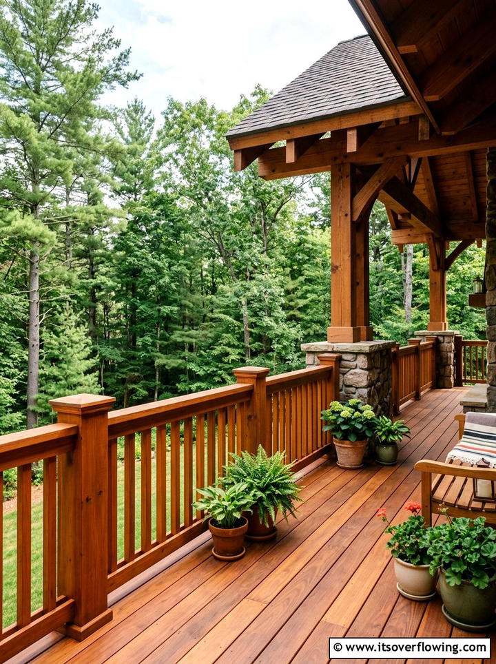 Cedar Deck Railing - 25 front porch ideas with railings