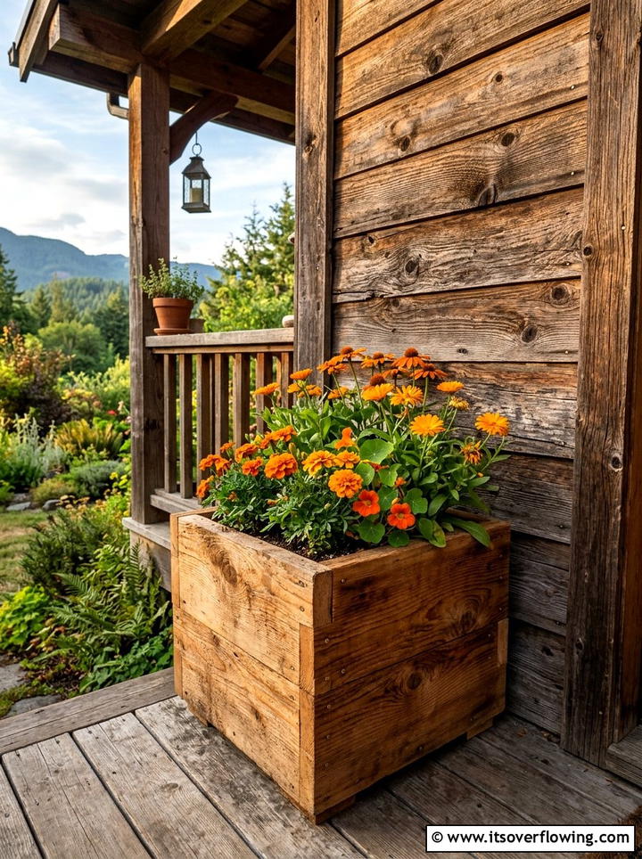 Cedar Flower Pot - 25 front porch ideas with real plants