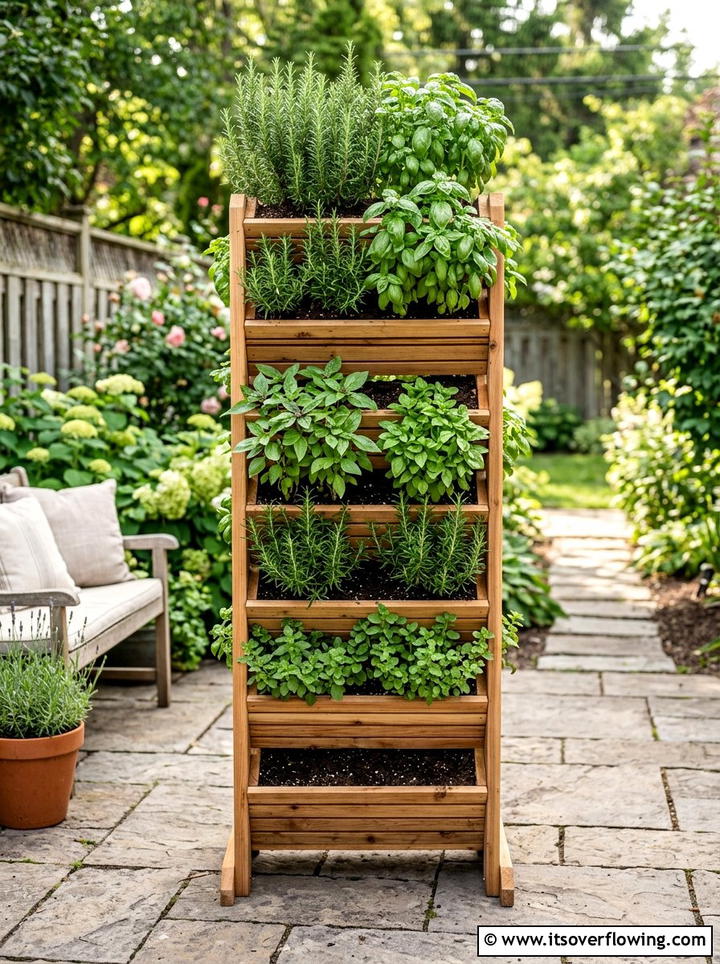 Cedar Herb Tower - 25 upcycled garden ideas with old fence boards
