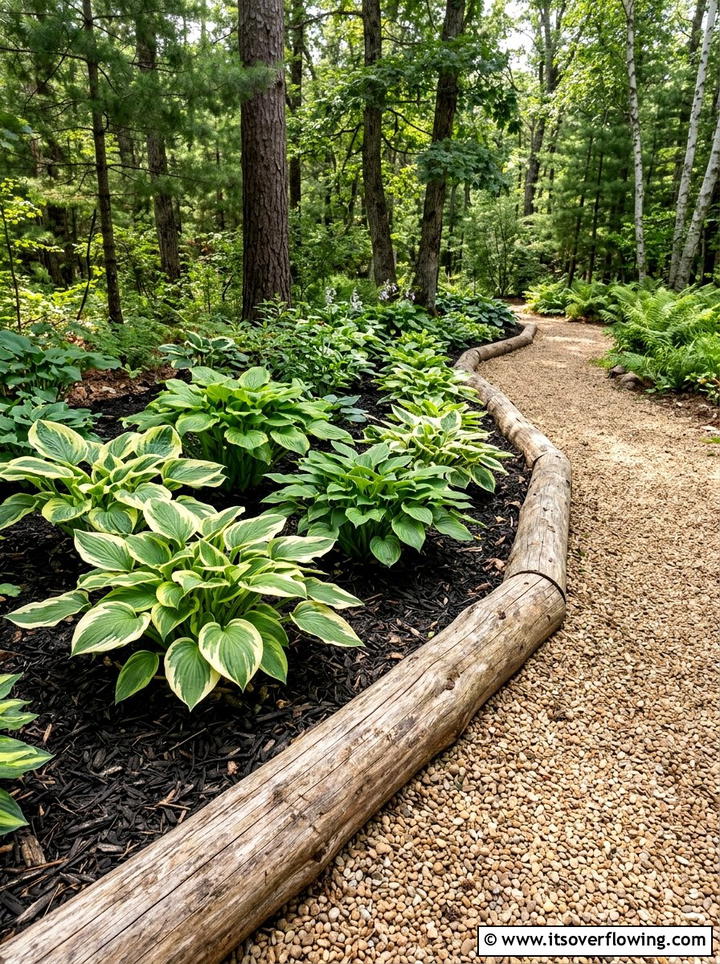 Cedar Log Edging - 25 creative garden ideas with rustic charm