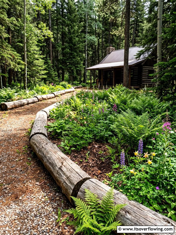 Cedar Log Garden Border - 25 upcycled garden ideas with garden edging