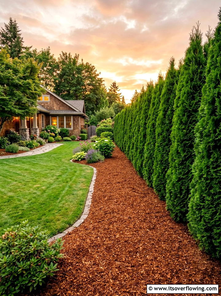 Cedar Mulch Border - 25 backyard ideas with mulch beds