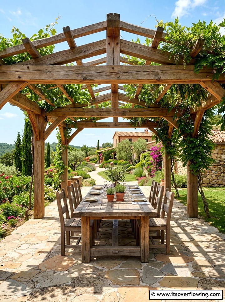 Cedar Pergola - 25 backyard ideas with rustic style