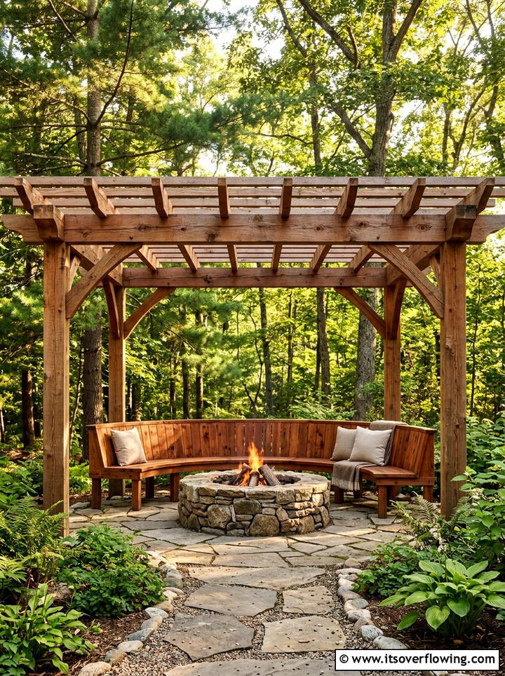 Cedar Pergola Fire Pit - 25 backyard ideas with pergola and fire pit