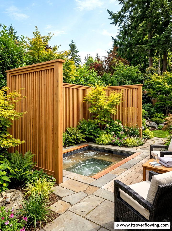 Cedar Privacy Screen - 25 garden ideas for privacy