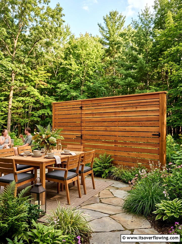 Cedar Slat Garden Screen - 25 garden decor ideas with privacy panels