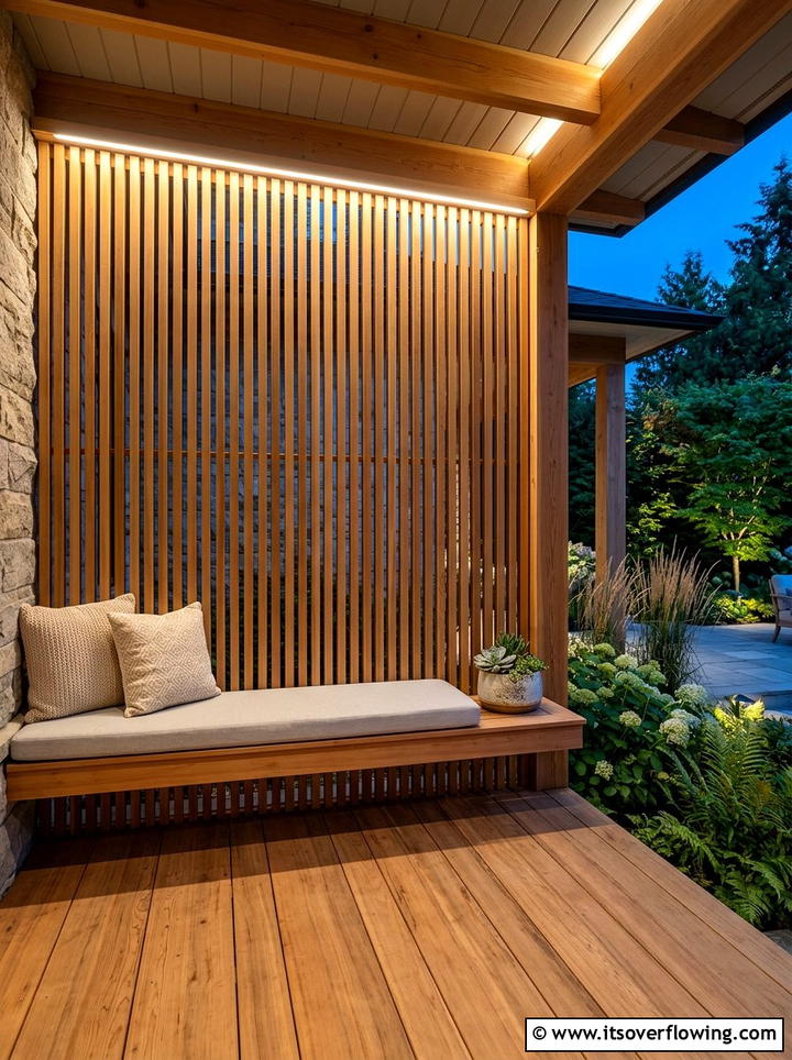 Cedar Slat Wall - 25 front porch ideas with privacy screens