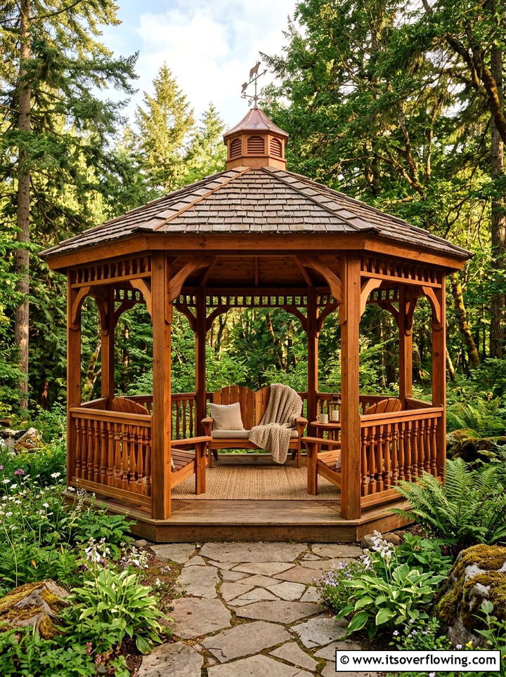 Cedar Wood Gazebo - 25 backyard ideas with gazebo