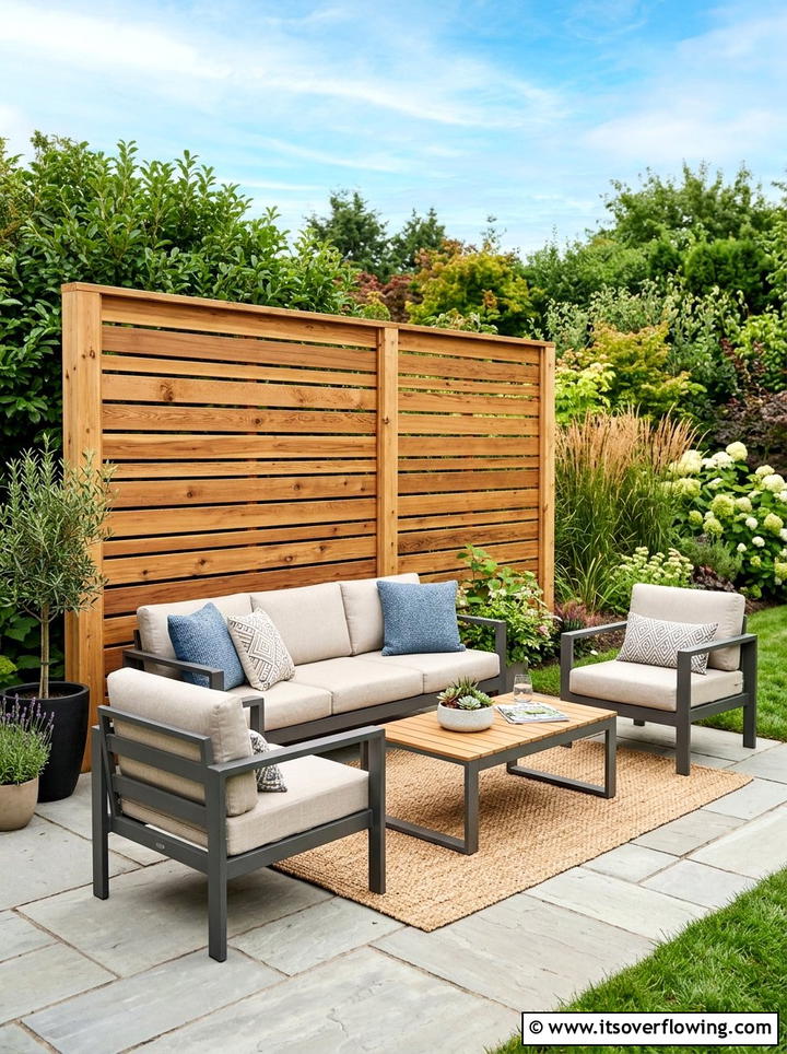 Cedar Wood Privacy Screen - 25 garden decor ideas with wood art