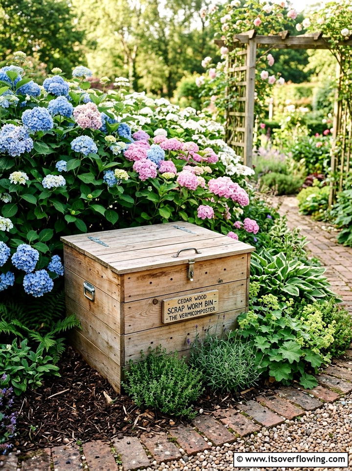 Cedar Wood Scrap Worm Bin - 25 recycled garden ideas with worm bins