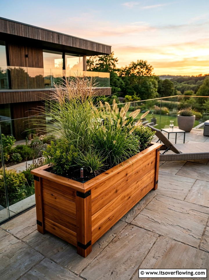 Cedar Wood Self Watering Planter Box - 25 recycled garden ideas with self watering planters