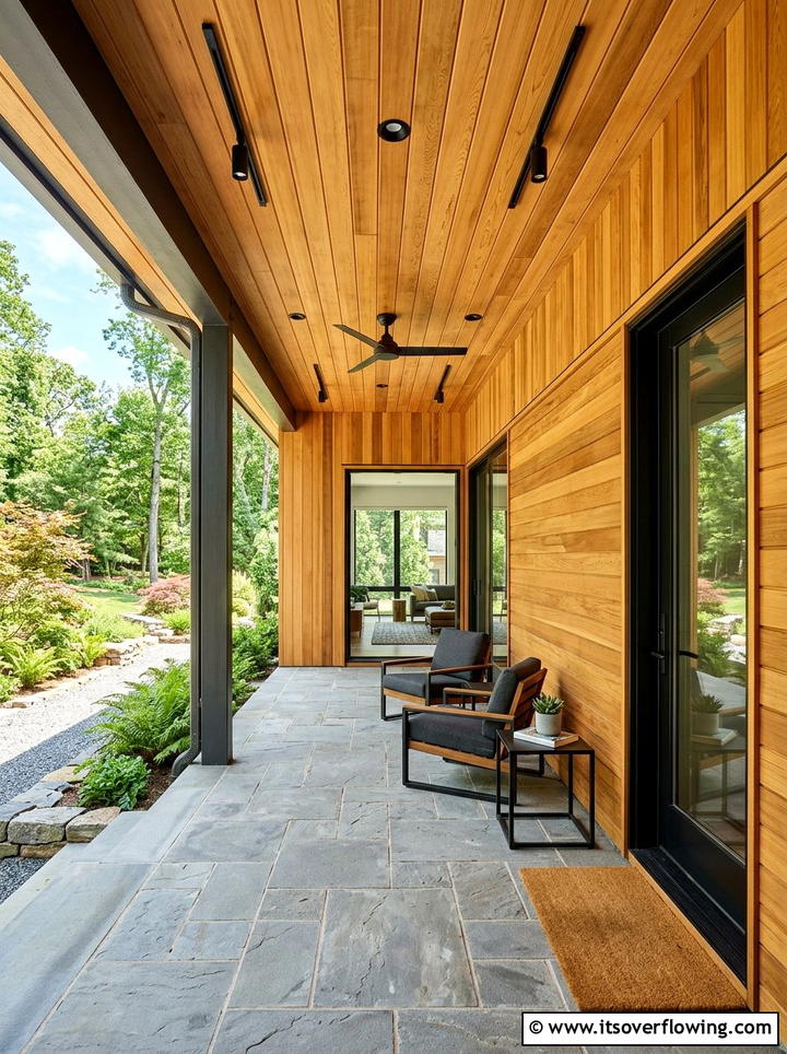 Cedar Wood Siding - 25 front porch ideas for cold climates