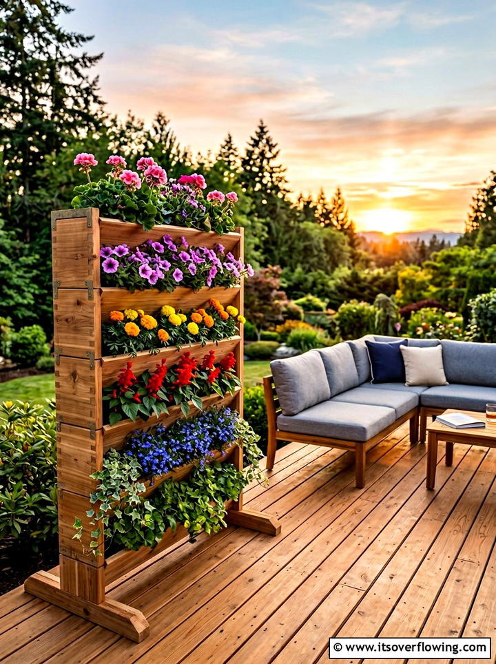 Cedar Wood Vertical Planter Box - 25 backyard ideas with vertical garden