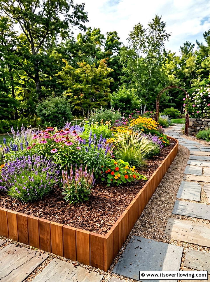 Cedar garden border - 25 garden ideas with garden edging