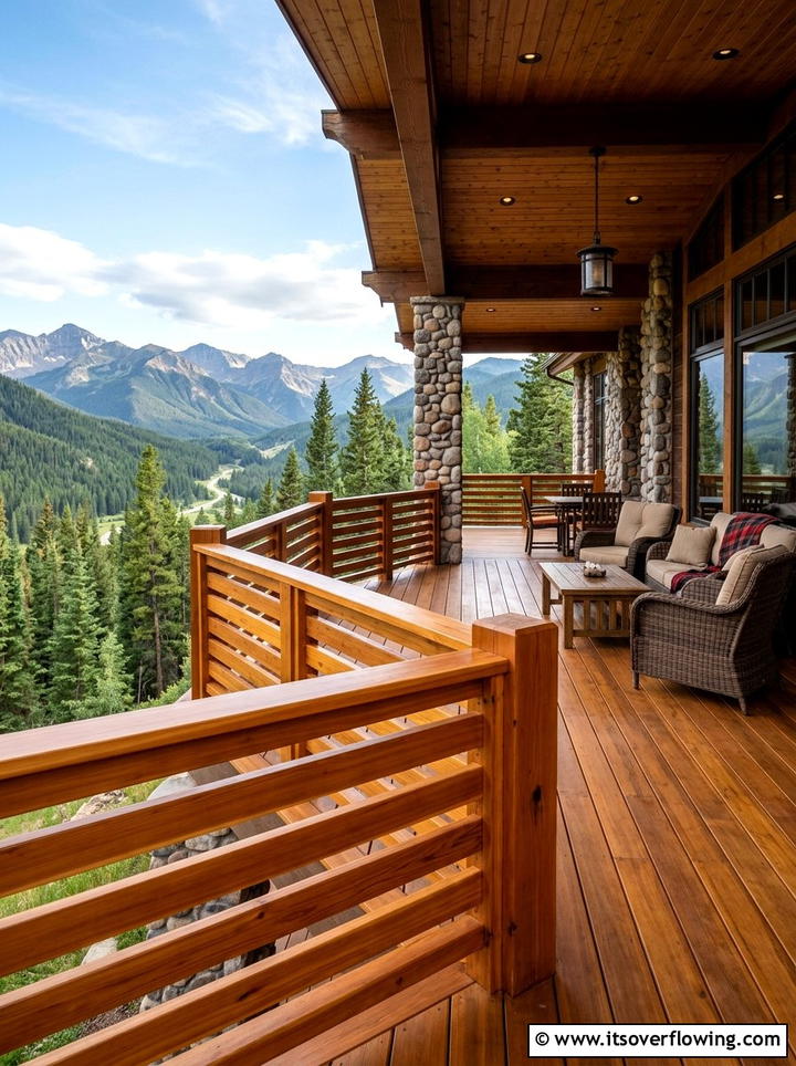 Cedar porch railing - 25 front porch decor ideas with natural wood