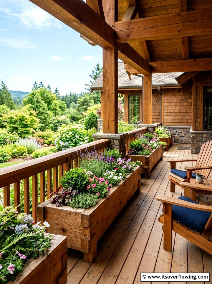 Cedar trough planters - 25 front porch ideas with tall planters