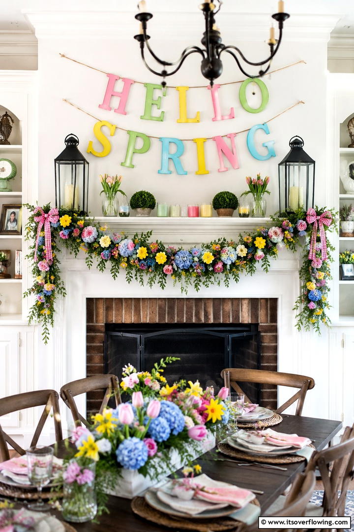 Celebratory Spring Mantel - 30 Spring Mantel Decor Ideas for Fresh Seasonal Style
