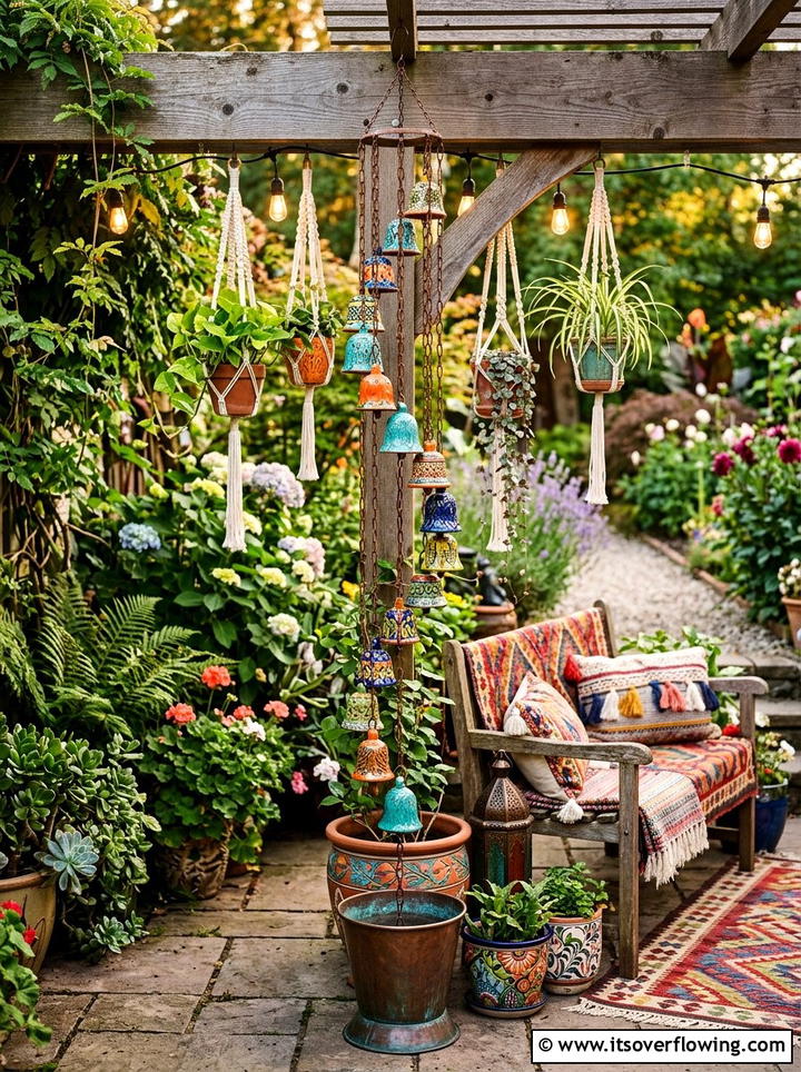 Ceramic Bell Rain Chain - 25 creative garden ideas with rain chains