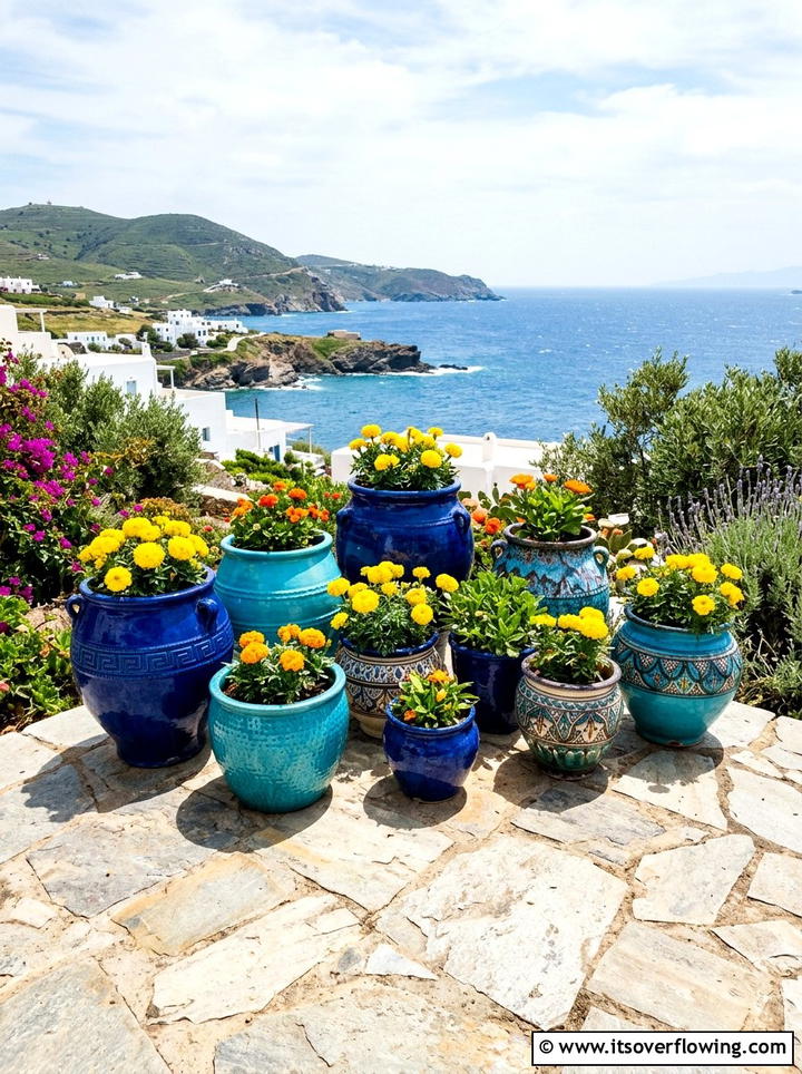 Ceramic Blue Pot Collection - 25 garden design ideas with container clusters